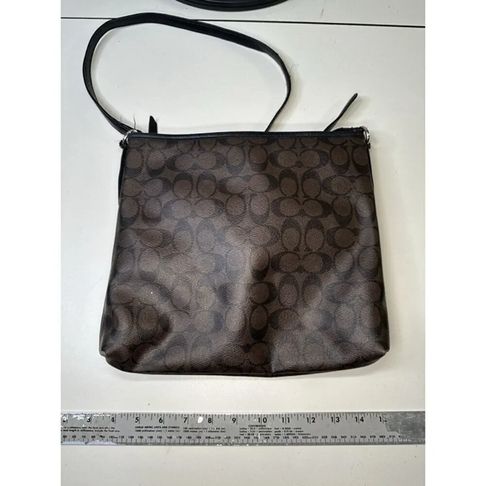 Coach Crossbody Leather Bag - Dark Brown